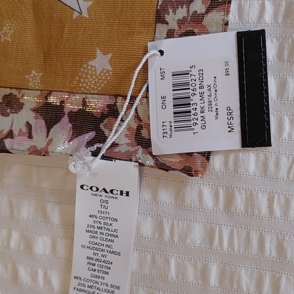 NWT COACH GLAM ROCK LAME BANDANA ONE SIZE - Picture 7 of 10